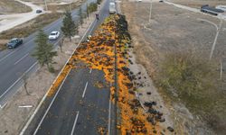 10 ton mandalina kara yolunu yarım saat ulaşıma kapattı