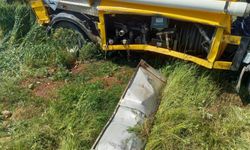 Tanker takla attı, sürücü hafif yaralandı