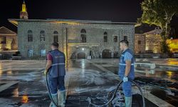Turistlerin uğrak yeri Sur ilçesi lavanta ve gül kokulu dezenfekte ile yıkandı
