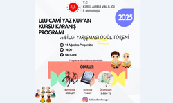 Yaz Kuran Kursları Kapanış Programı 14 Ağustos’ta Yapılacak