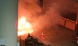 Tekirdağ'da hastane bahçesinde oksijen tüplerinin yanında yangın