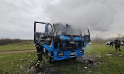 Edirne'de park halindeki kamyon alevlere teslim oldu