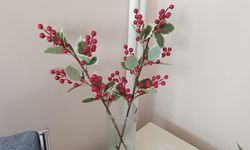 Yapay Kırmızı Meyveli Süs Dalları Ev Dekorasyonunda Öne Çıktı