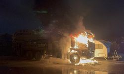 Tekirdağ’da beton pompası alev topuna döndü