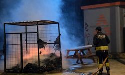 Okul karşısındaki konteynerden alevler yükseldi