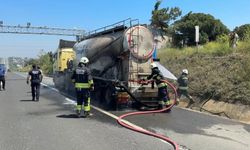 Seyir halindeki beton yüklü kamyon alevlere teslim oldu