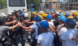 Ücretlerini alamadıklarını iddia eden madenciler, firmanın Tekirdağ'daki ofise yürüdü