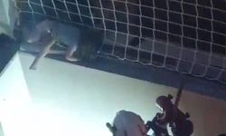 Balkon filesinde asılı kalan çocuğunu düşmesin diye dakikalarca tuttu