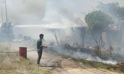 Keşan'da otluk alandaki yangında ev kül oldu