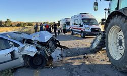 Edirne'de traktör otomobille çarpıştı: 1 yaralı
