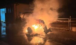Kırklareli’de iş makinesi alev alev yandı