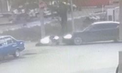 Edirne’de motosiklet kazası kamerada