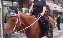 Edirne'de atıyla caddelerde gezen kadın ilgi odağı oldu
