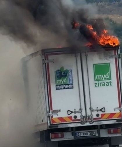 Bursa’da seyir halindeki kamyonet alevlere teslim oldu