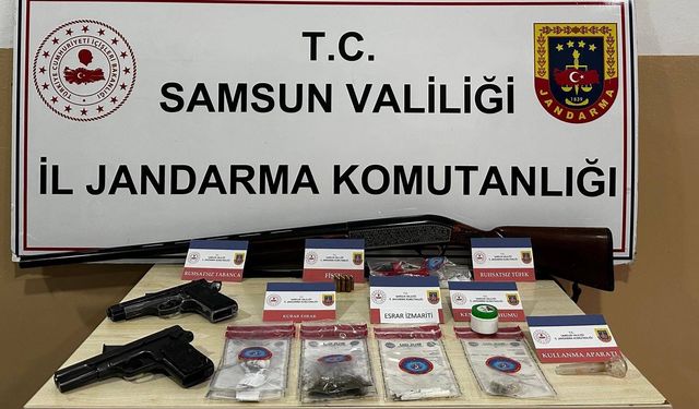 Jandarma ekipleri silah, mühimmat ve uyuşturucu madde ele geçirdi