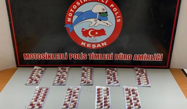 Keşan'da 168 adet sentetik ecza ele geçirildi