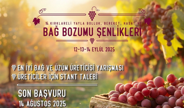 Bağ Bozumu Şenlikleri 12 Eylül’de Başlayacak