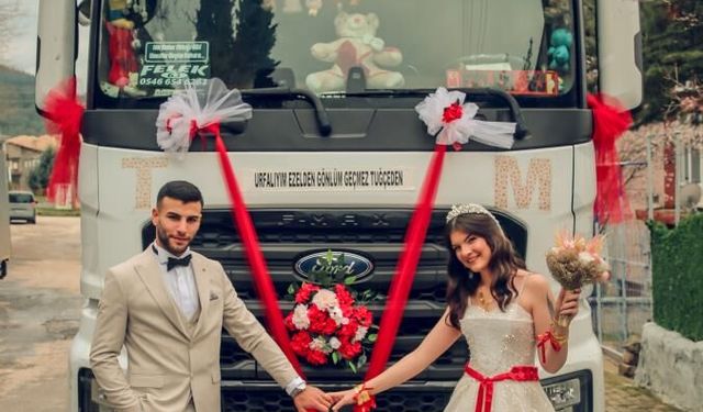 Gelini evinden tırı ile aldı