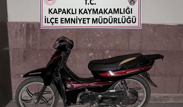 Kapaklı'da çalınan motosiklet bulundu