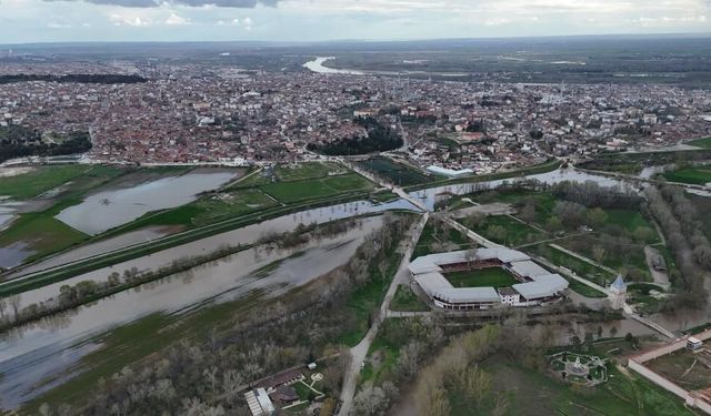 Tunca Nehri taştı, Sarayiçi havadan görüntülendi