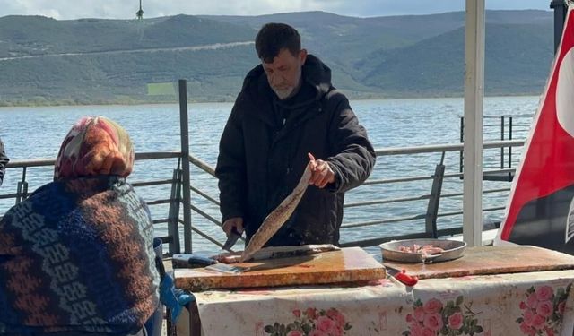 Ulubat Gölü'nde su çok olunca yakalanamayan turna sezonu pahalı açıldı