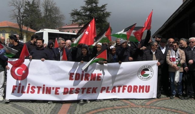 Edirne'de Filistin'e destek gösterisi
