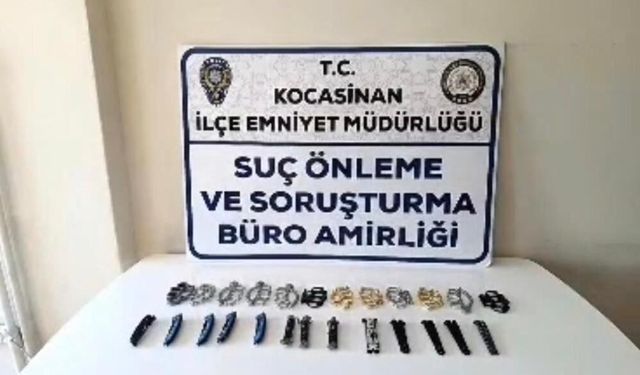 Kayseri'de yasaklı bıçak operasyonu: Çok sayıda sustalı ve muşta ele geçirildi