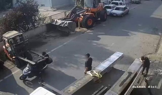 Tekirdağ'da pes dedirten kaza: Motosikletli forkliftin demir ayaklarına çarptı