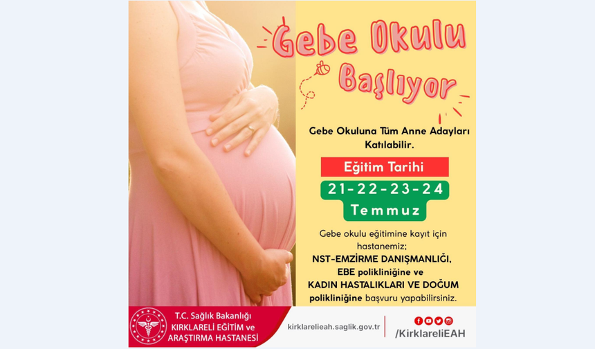 Kırklareli’nde Gebe Okulu Kayıtları Başladı