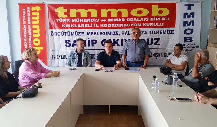 TMMOB Kırklareli İKK’dan 19 Eylül açıklaması: “Emeğimize, mesleğimize, ülkemize sahip çıkıyoruz”