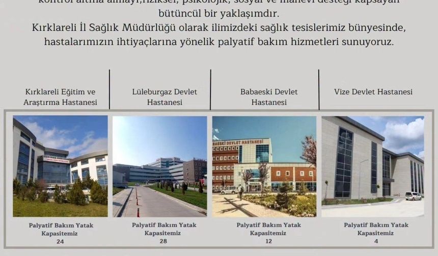 Palyatif Bakım Hizmetleri 68 Yatak Kapasitesiyle Sürdürülüyor