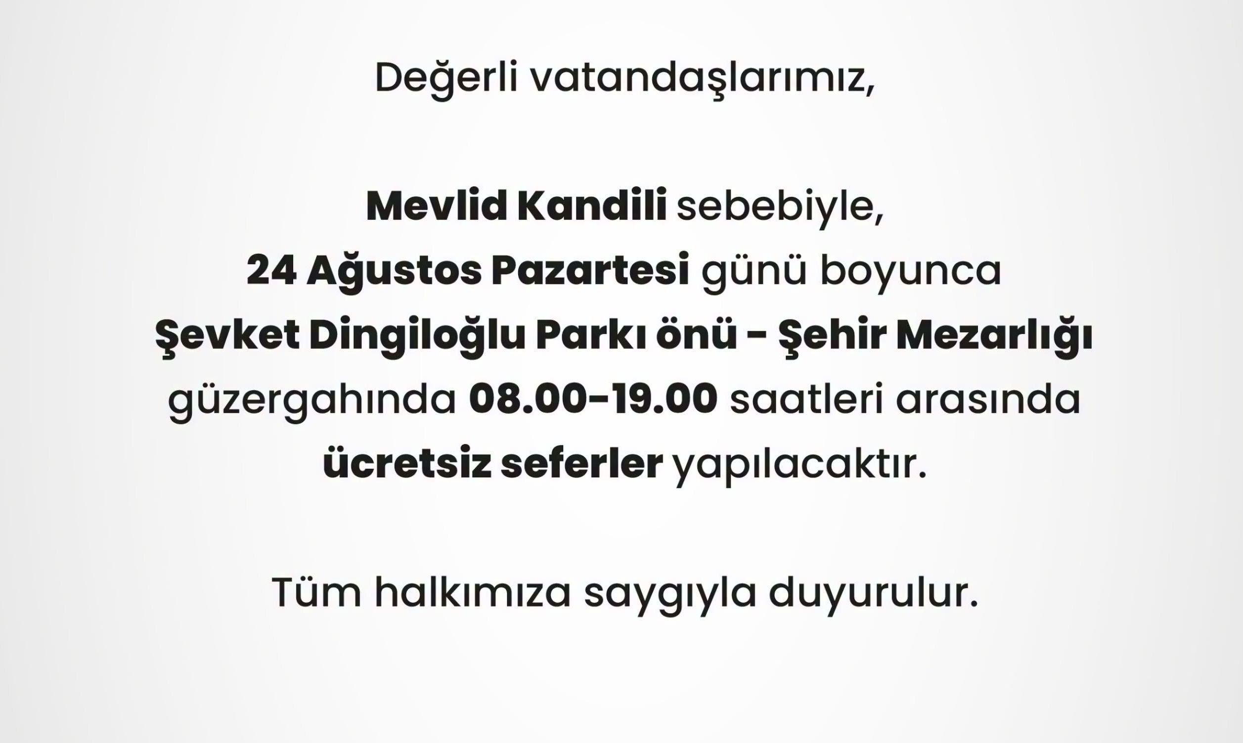 Ücretsiz Seferler Yapılacak